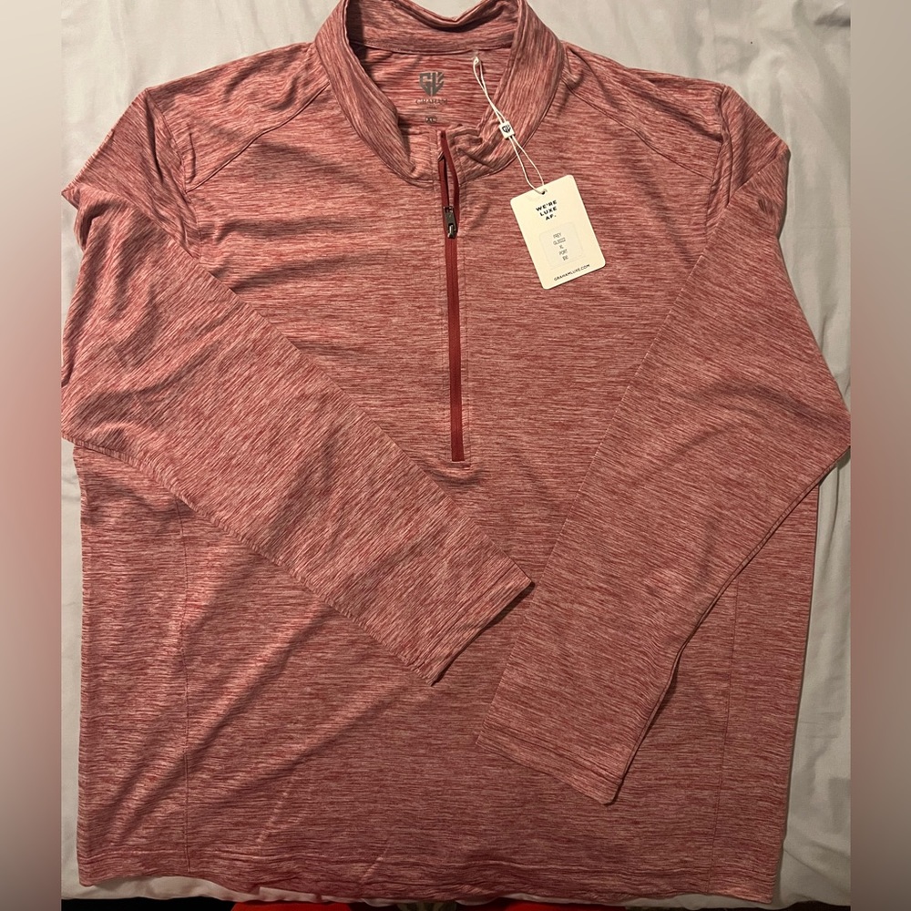 NWT Graham Luxe Heather Red Golf Quarter-Zip Pullover